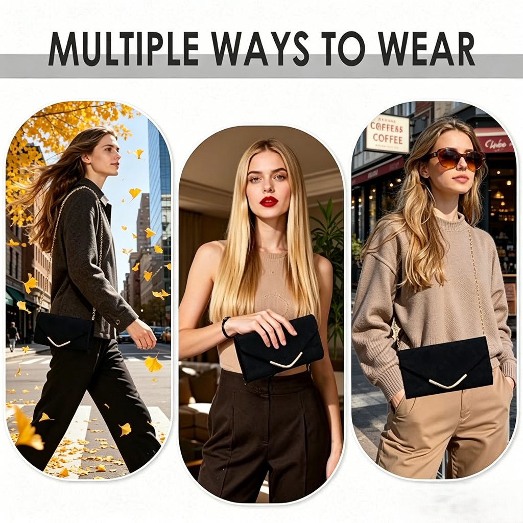 Cross Body Bags for Women, Trendy Vegan Leather Envelope Evening Bags w/Chain, Wedding Cocktail Party Formal Handbags