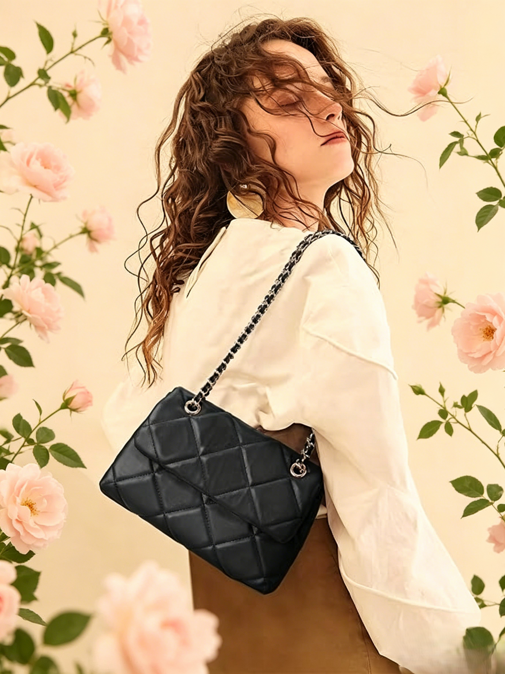 Quilted Crossbody Purses for Women Small Ladies Shoulder Bags with Chain Trendy Clutch Purse Cute Designer Bag