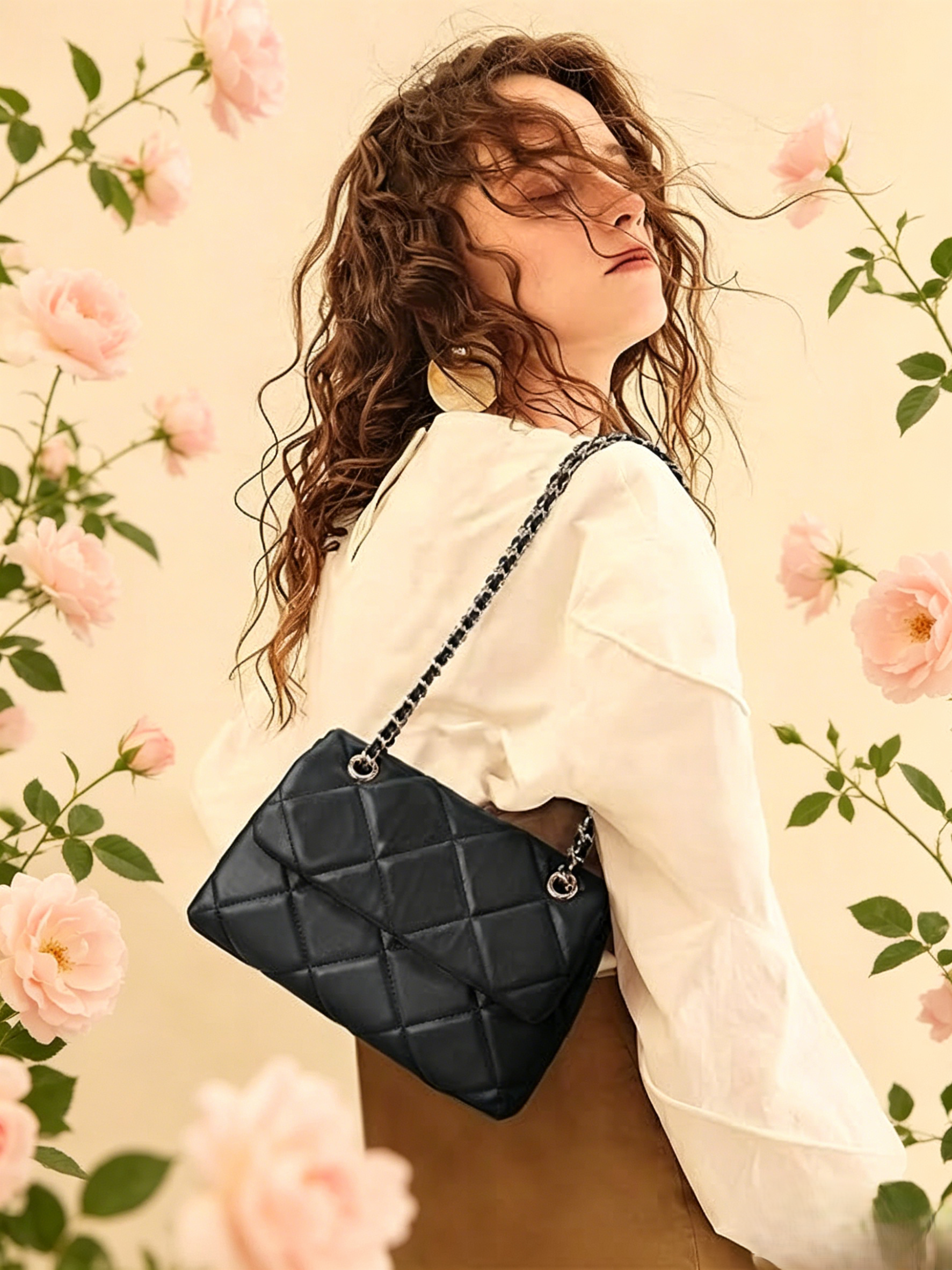 Quilted Crossbody Purses for Women Small Ladies Shoulder Bags with Chain Trendy Clutch Purse Cute Designer Bag