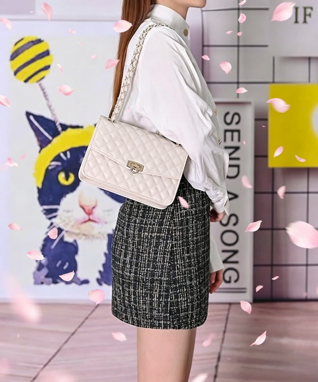 Cross Body Bags for Women, Medium Flap Crossbody Handbag with Chain Strap, Soft Vegan Leather Clutch Purse