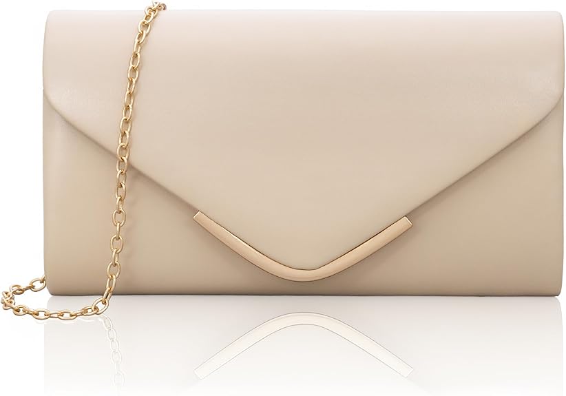 Cross Body Bags for Women, Trendy Vegan Leather Envelope Evening Bags w/Chain, Wedding Cocktail Party Formal Handbags