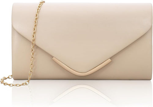 Cross Body Bags for Women, Trendy Vegan Leather Envelope Evening Bags w/Chain, Wedding Cocktail Party Formal Handbags