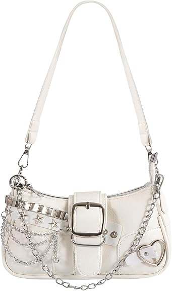 Cute Y2k Purse for Women, Star Embroidery Pattern with Chain Strap Shoulder Bag, Goth Style Cute Mini Purse