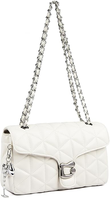 Quilted Crossbody Bags for Women - Small Leather Cross Body Shoulder Handbags Satchel Designer Evening Chain Purses | Cute pendant charm, Quilted PU leather, Great value, Large roomy capacity, Multi-compartments, Adjustable strap