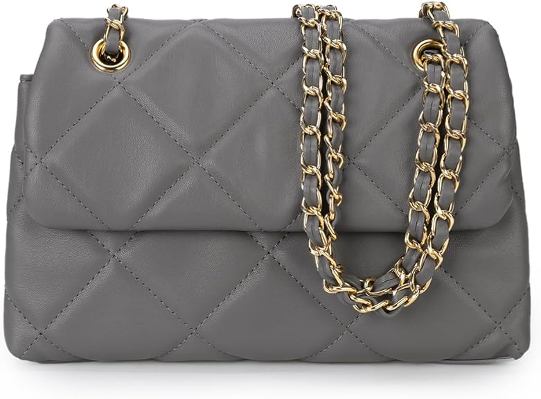 Quilted Crossbody Purses for Women Small Ladies Shoulder Bags with Chain Trendy Clutch Purse Cute Designer Bag