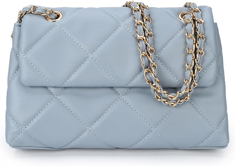 Quilted Crossbody Purses for Women Small Ladies Shoulder Bags with Chain Trendy Clutch Purse Cute Designer Bag
