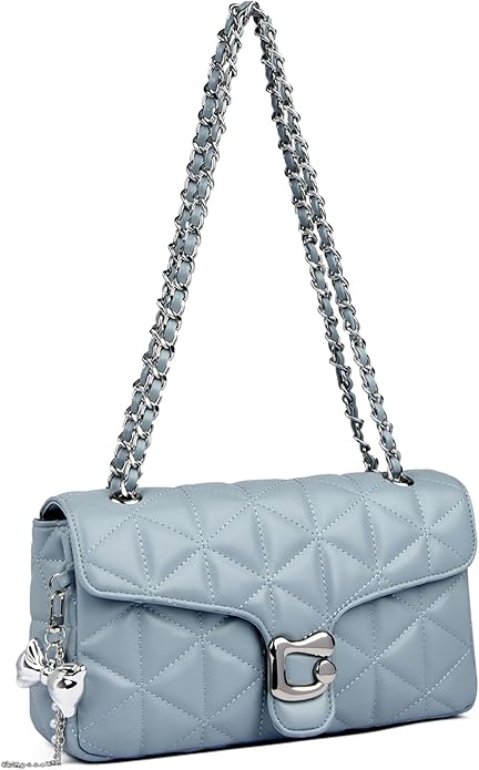 Quilted Crossbody Bags for Women - Small Leather Cross Body Shoulder Handbags Satchel Designer Evening Chain Purses | Cute pendant charm, Quilted PU leather, Great value, Large roomy capacity, Multi-compartments, Adjustable strap