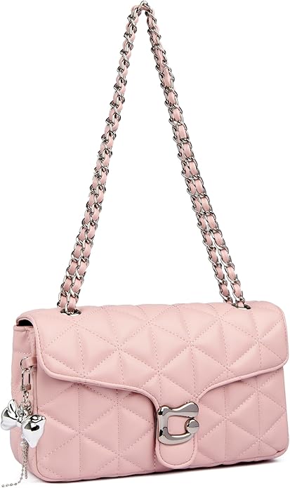 Quilted Crossbody Bags for Women - Small Leather Cross Body Shoulder Handbags Satchel Designer Evening Chain Purses | Cute pendant charm, Quilted PU leather, Great value, Large roomy capacity, Multi-compartments, Adjustable strap