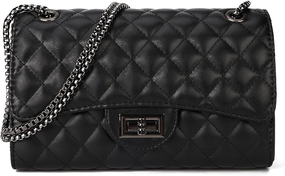 Quilted Crossbody Purse for Women Trendy Ladies Shoulder Bag with Chain Designer Purses