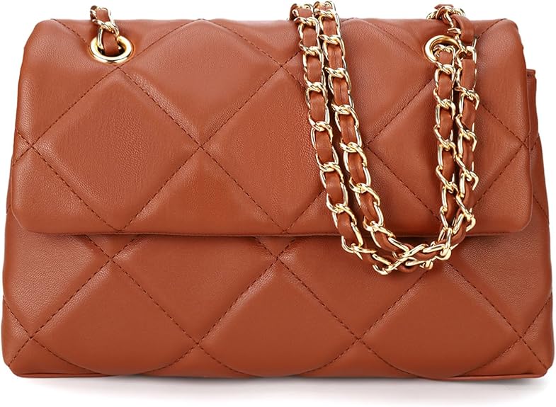 Quilted Crossbody Purses for Women Small Ladies Shoulder Bags with Chain Trendy Clutch Purse Cute Designer Bag