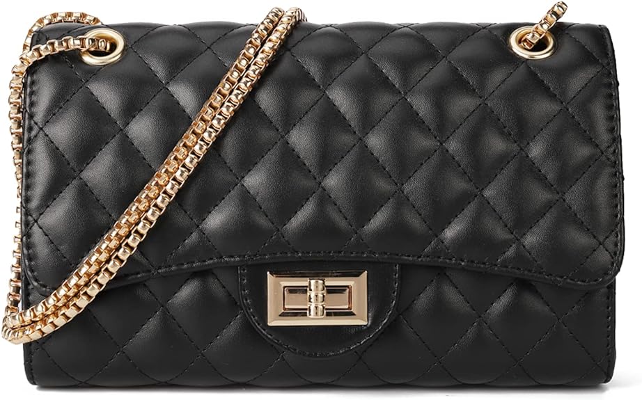 Quilted Crossbody Purse for Women Trendy Ladies Shoulder Bag with Chain Designer Purses