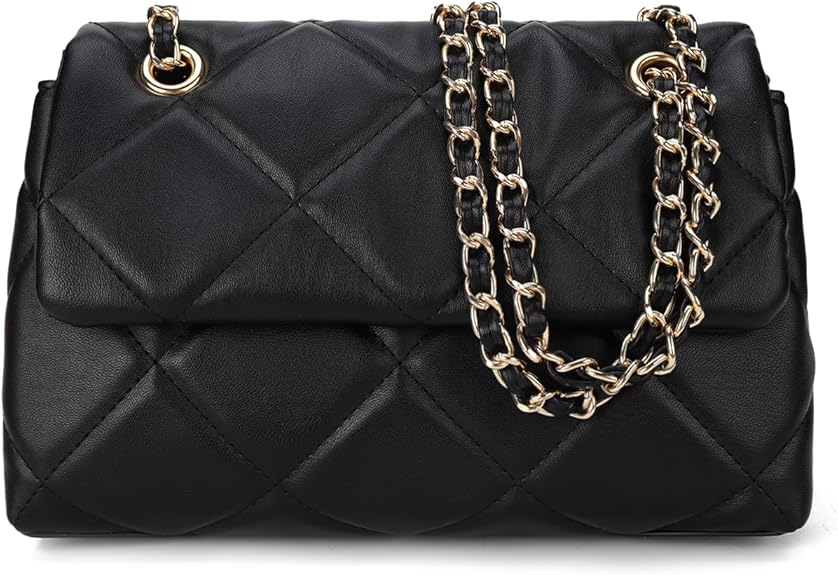 Quilted Crossbody Purses for Women Small Ladies Shoulder Bags with Chain Trendy Clutch Purse Cute Designer Bag
