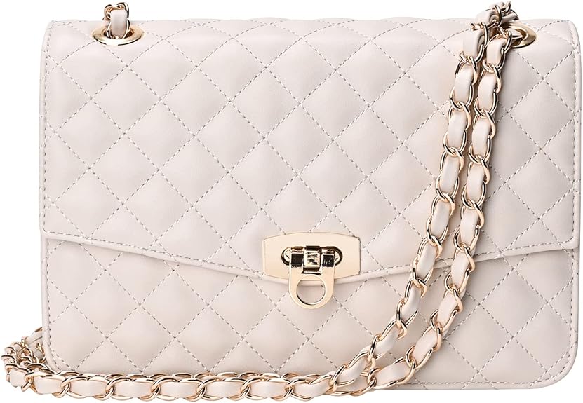 Cross Body Bags for Women, Medium Flap Crossbody Handbag with Chain Strap, Soft Vegan Leather Clutch Purse