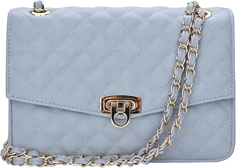 Cross Body Bags for Women, Medium Flap Crossbody Handbag with Chain Strap, Soft Vegan Leather Clutch Purse