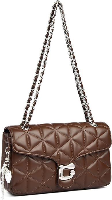 Quilted Crossbody Bags for Women - Small Leather Cross Body Shoulder Handbags Satchel Designer Evening Chain Purses | Cute pendant charm, Quilted PU leather, Great value, Large roomy capacity, Multi-compartments, Adjustable strap