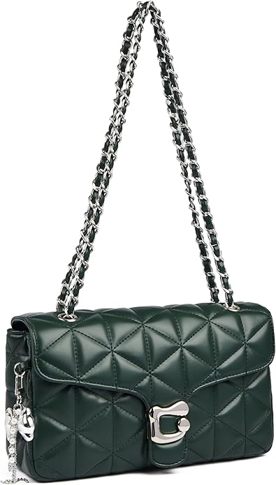 Quilted Crossbody Bags for Women - Small Leather Cross Body Shoulder Handbags Satchel Designer Evening Chain Purses | Cute pendant charm, Quilted PU leather, Great value, Large roomy capacity, Multi-compartments, Adjustable strap