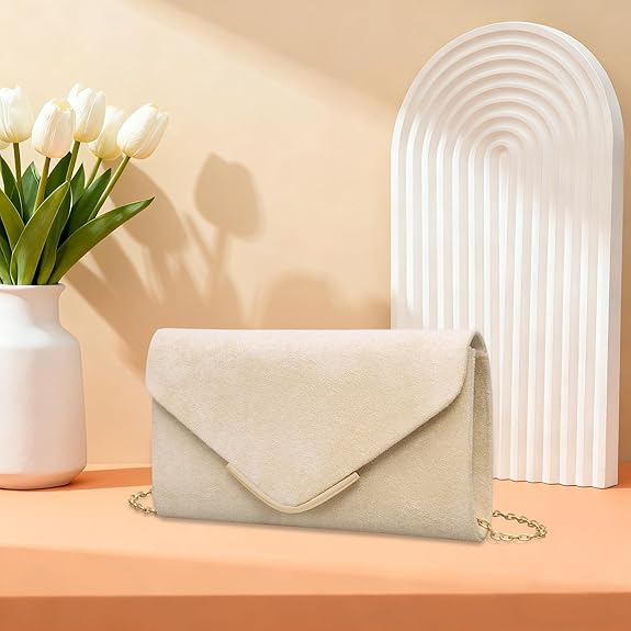 Cross Body Bags for Women, Trendy Vegan Leather Envelope Evening Bags w/Chain, Wedding Cocktail Party Formal Handbags