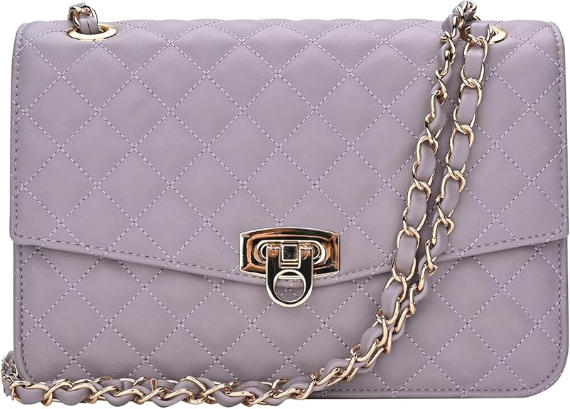Cross Body Bags for Women, Medium Flap Crossbody Handbag with Chain Strap, Soft Vegan Leather Clutch Purse