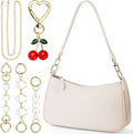 6 Pcs Shoulder Purse for Women with 3 Extender Chain Cherry Charm Small Leather Bag Handbag Tote Kit Birthday Gift