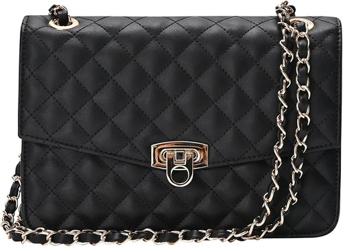 Cross Body Bags for Women, Medium Flap Crossbody Handbag with Chain Strap, Soft Vegan Leather Clutch Purse