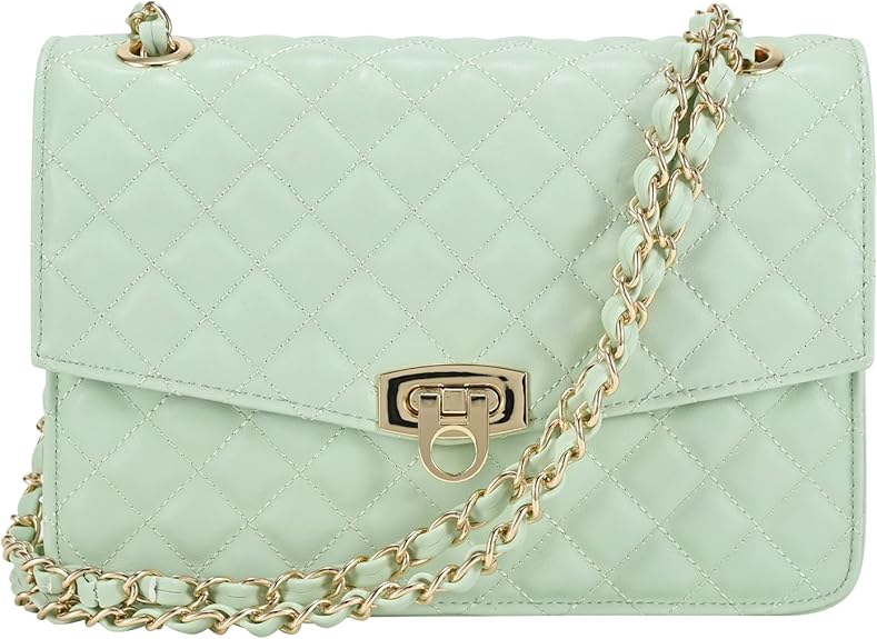 Cross Body Bags for Women, Medium Flap Crossbody Handbag with Chain Strap, Soft Vegan Leather Clutch Purse