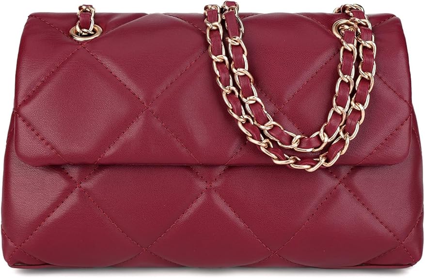 Quilted Crossbody Purses for Women Small Ladies Shoulder Bags with Chain Trendy Clutch Purse Cute Designer Bag