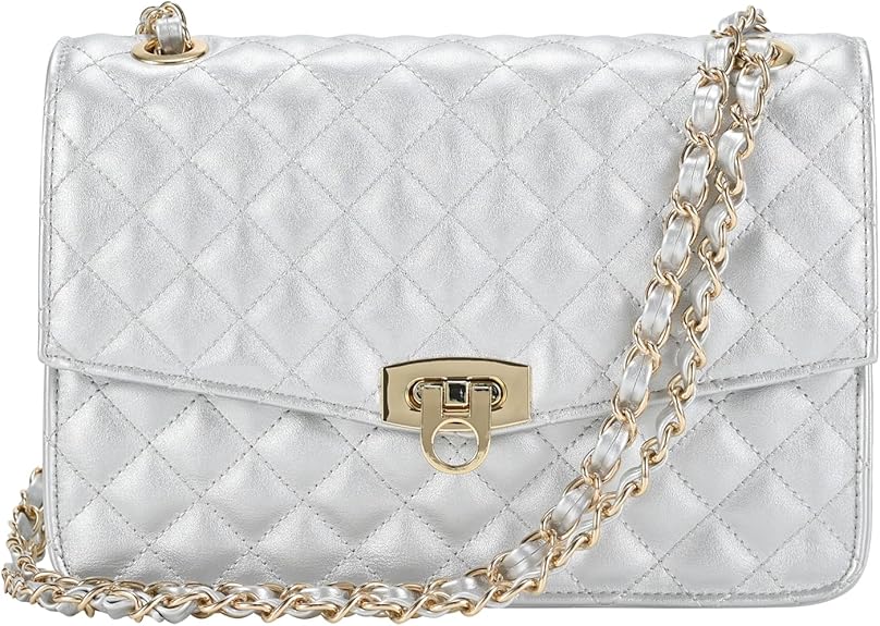 Cross Body Bags for Women, Medium Flap Crossbody Handbag with Chain Strap, Soft Vegan Leather Clutch Purse